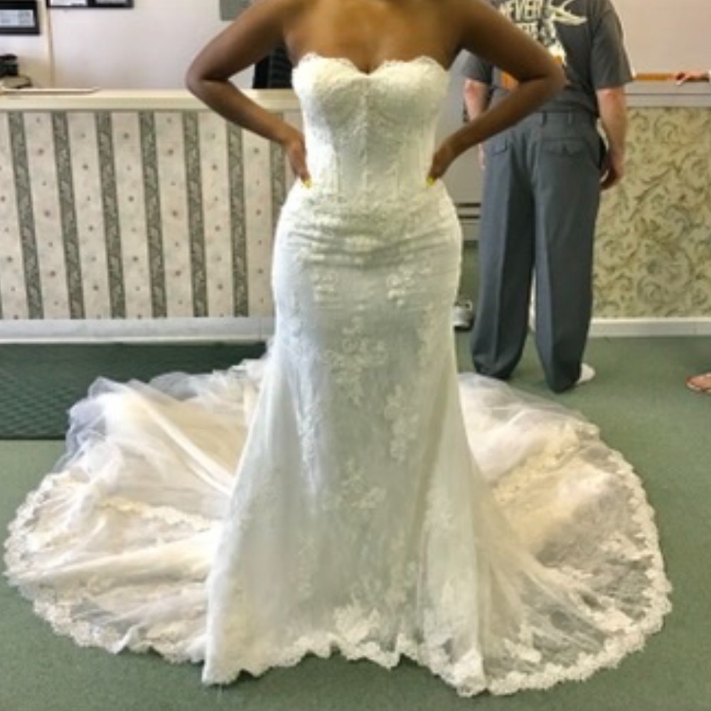 Pronovias Marisol Long Train Ivory Wedding Dress